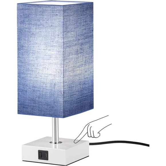 Ambimall Grey Black Lamp with USB Ports Way Touch Lamps Beside